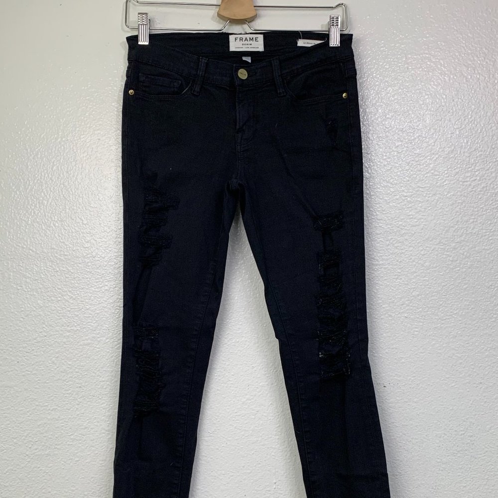 FRAME Denim Le Skinny de Jeanne Film Noir Black Women's Size 26